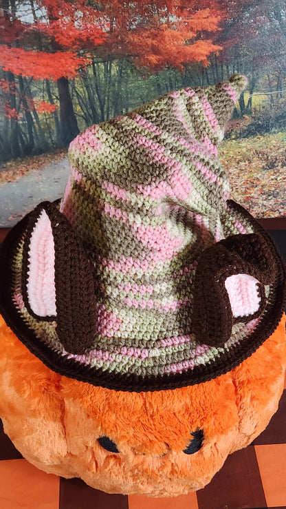 Pink Camo Bunny Witchy Hat